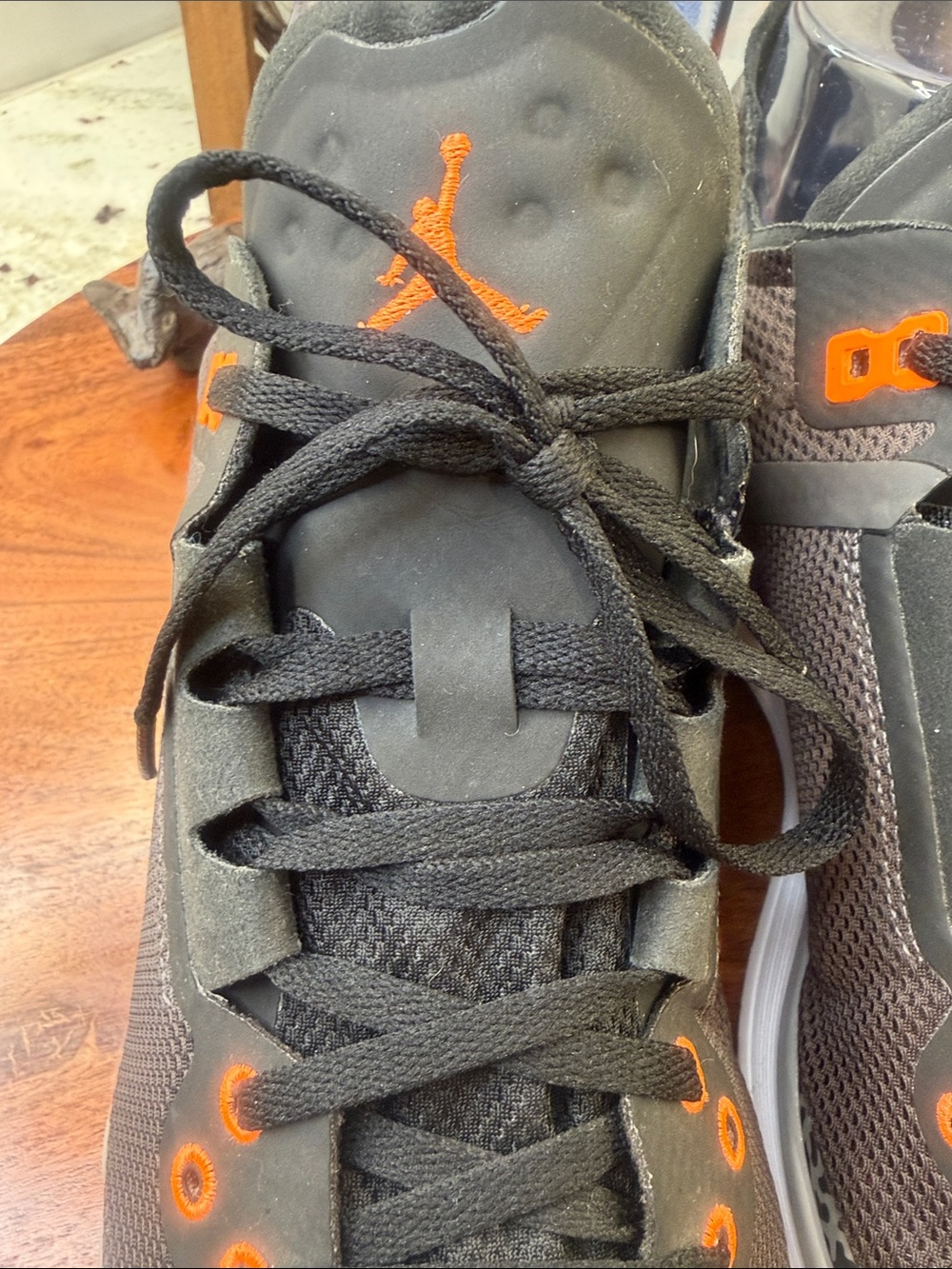 Jordan 88 Racer “Fear” Sneakers with Orange Accents and Grey Elephant Print - Picture 2 of 9